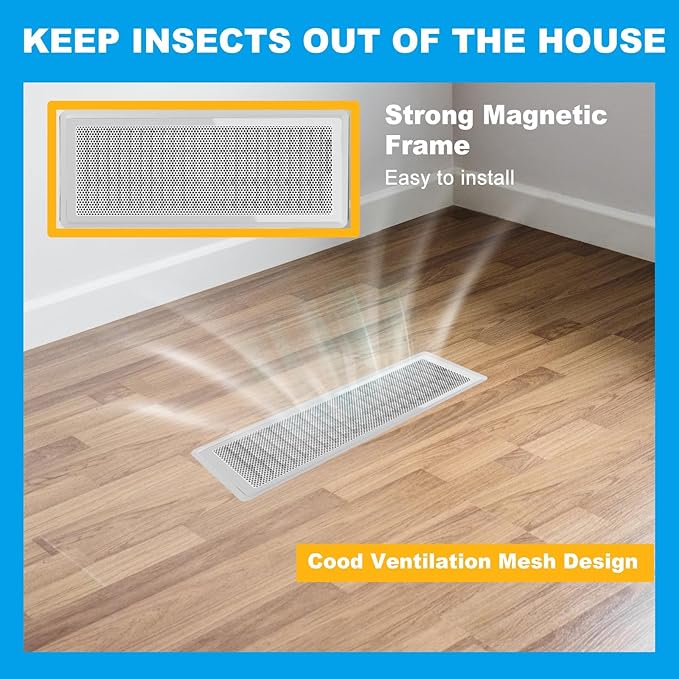 4 PCS White Magnetic Vent Covers-5.5x12 Magnetic Air Vent Covers with Mesh Screen for Floor/Wall/Ceiling Registers-Easy to Install, Durable Design(Fits Registers 5.5"to7" Width x 12" to13.5"Length)