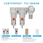 NANPU 1" NPT Air Drying System - Double Air Filters, Air Pressure Regulator Combo - Semi-Auto Drain, Poly Bowl