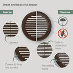 Vent Systems 4" Inch (Opening Dimensions) - Pack of 2 - Brown Soffit Vent Cover - Plastic Round Air Vent Grille - Built-in Mesh Screen - HVAC Register Louver for Bathroom, Home, Kitchen