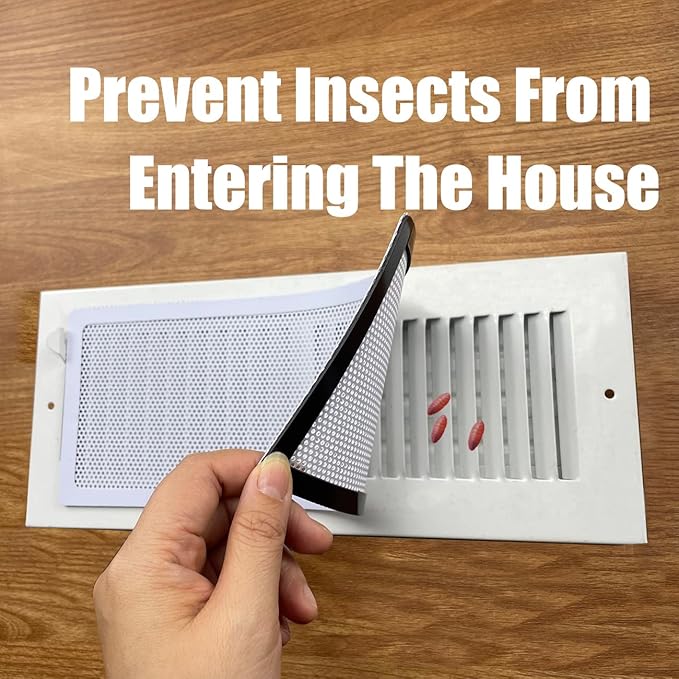 White Floor Register Vent Screen Cover 4"x10" Magnetic, Perfect for Wall/Ceiling/Floor Air Vent Filters (4-Packs)