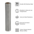PATIKIL 40"L x 16"W Woven Wire Mesh, 12 Mesh 304 Stainless Steel Air Vent Filter Screen with Gloves for Window Security Vent Cover Filtration Animals Fence