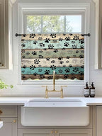 Sheer Curtains 54 Inch Length, Sage Green Brown Paw Prints Semi Sheer Curtains Light Filtering Window Treatment, Vintage Farmhouse Wooden Grain Privacy Voile Drapes for Living Room Bedroom 52x54 Inch