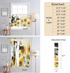 Yellow Sunflowers Living Room Curtains 96 Inch Length, Window Curtains Tab Top, Country Cow Flower Butterfly Farmhouse Cream Light Filtering Window Treatments Drapes 52"x96" 2 Panel
