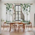 Easter Kitchen Curtains, Country Rabbit Botanical Leaves Wooden Grain Light Filtering Window Curtain Panels, 2Pcs Rod Pocket Window Treatments Set for Living Room Bathroom Bedroom 52x72 Inches