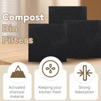 Biaungdo 6 Pack 5 Inch Sqaure Charcoal Filter Replacements, Black Kitchen Compost Bin Filters for Countertop Square Carbon Filter Bin Pail Replacement