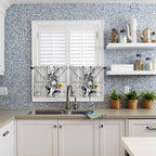 Grey Farmhouse Half Window Curtains 24 Inches Long, Vintage Sunflowers Animals Printed Window Treatment Curtain Drapes, Short Curtains Tiers for Kitchen Over Sink, 27.5"x24", 2 Panels