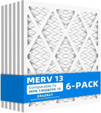 (6 Pack) 24x24x1 Furnace Air Filters, MPR 1900 & FPR 10, MERV 13 Pleated Air Filter (Actual Size: 23.75"x23.75"x0.75")