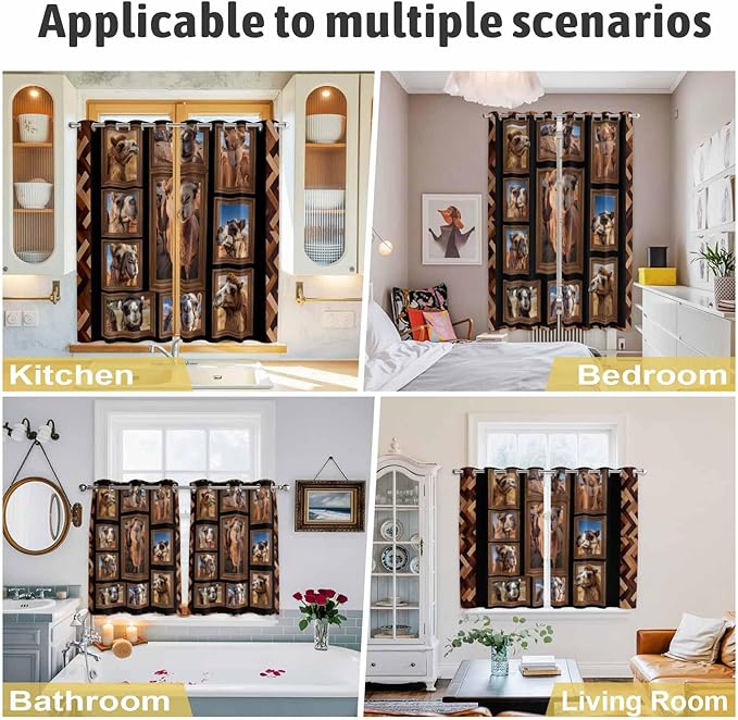 2 Panel Kitchen Cafe Curtains, Desert Camels Sunlight Filtering Nature Air Through, Home Decor Window Covering Tier Curtains for Living Room 80W x 63L inch Brown Wildlife Farmhouse Animals Rustic