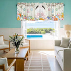 Easter Curtain Valances for Windows, Kitchen Valance Window Treatment, Spring Farmhouse Watercolor Bunny Eggs Wood Grain Light Filtering Block Curtains for Bathroom/Bedroom/Living Room 60'' x 18''