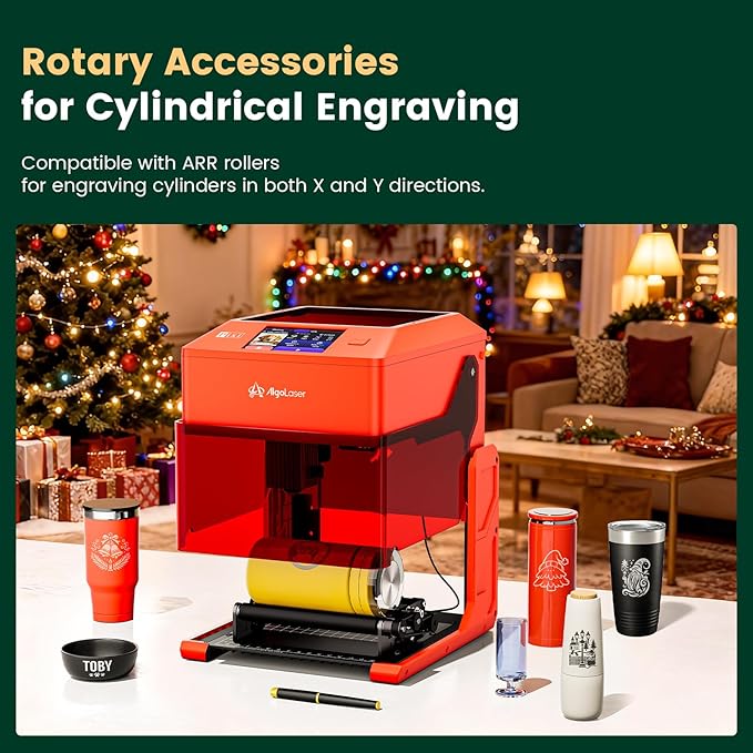 AlgoLaser 10W Laser Engraver Machine: Portable & Smart with 3.5" Touch Screen, Hand Drawing/Wireless/SD Card/Offline Engraving, AlgoOS 2.0 Self Developed System for Wood, Acrylic, Leather