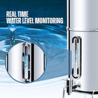 SINCHO 2.25G Gravity Water Filter with Level Window – 3-Stage Stainless Steel System, 2 Washable Ceramic Filters, No Electricity Needed