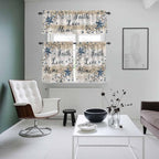 Vintage Country Kitchen Curtains Set 3 Piece for Windows,Rod Pocket Valance and Tier Set 36 Inch Length,Blue Rustic Texas Star Vines Wooden Grain Light Filtering Cafe Curtains for Living Room