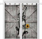 Funny Farm Animals Bedroom Curtains 72 Inch Length, Window Curtains Tab Top, Vintage Barn Grey Sunflowers Light Filtering Window Treatments Drapes 52"x72" 2 Panel