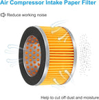 PATIKIL 3.2 x 2 Inch Air Compressor Intake Paper Filter 4 Pack Piston Type Air Filter Elements Replacement for Blowers Generators Filter Particles to Reduce Noise, Yellow