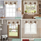 Western Texas Star Retro Tie Up Valance Curtains for Windows, Kitchen Curtains Window Shades, Country Farmhouse Gray Wood Grain Light Filtering Roman Curtain Valances for Bedroom/Bathroom/Cafe 54"x18"