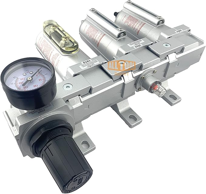 3/4" NPT HEAVY DUTY Industrial Grade 4 Stages Filter Coalescing Desiccant Dryer Regulator System For Compressed Air Lines, Metal Bowls, Great For Paint Spray And Plasma Cutter (MANUAL DRAIN)