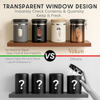 Veken Coffee Sugar Canister with Window, Coffee Lover Gift Set,Airtight Stainless Steel Kitchen Food Storage Container Gifts, Date Tracker & Scoop for Grounds Coffee,Beans,Tea,Flour,Cereal,22OZ,Cream
