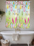 Easter Living Room Curtains 72 Inches length, Spring Bunny Colorful Rabbit Eggs Butterfly Blue Green Window Treatment Curtain Drapes, Light Filtering Drapes for Bedroom Laundry Room, 52"x72", 2 Panels