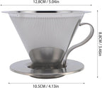 316 Stainless Steel Pour Over Coffee Dripper with 300 Mesh Filter Portable Reusable Cone for Travel Camping Brewing Tea