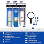 SimPure Whole House Water Filter System, 3-Stage Clear Home Water Pre-Filtration with Carbon Sediment and GAC Filters, Reduce Odor, Chlorine, Taste, Iron, 1" NPT Brass Port, BPA Free (DB20P-3)