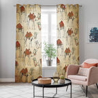 2 Panel Kitchen Cafe Curtains, Desert Sand Camel Sunlight Filtering Nature Air Through, Home Decor Window Covering Tier Curtains for Living Room 80W x 84L inch Summer Tropical Animals Vintage Beige