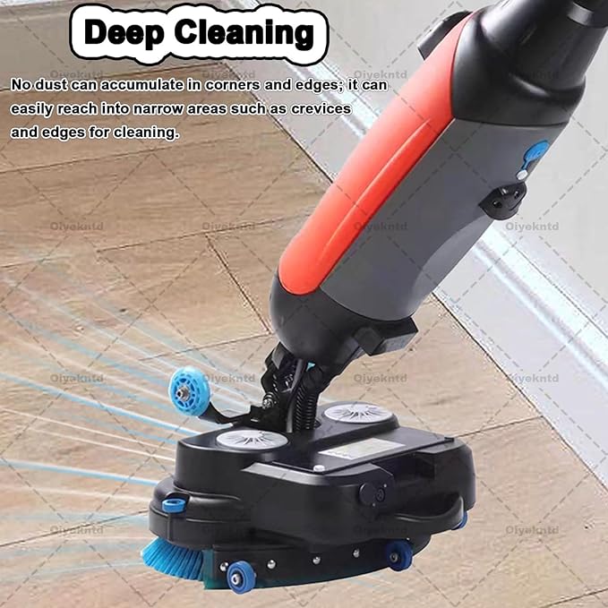 Commercial Floor Scrubber Machine Lightweight Electric Floor Cleaner with 17" Cleaning Width, Rotary Double Brushes, 360° Rotating Head, Efficiently Scrubs The Floor and Leaves it Dry White