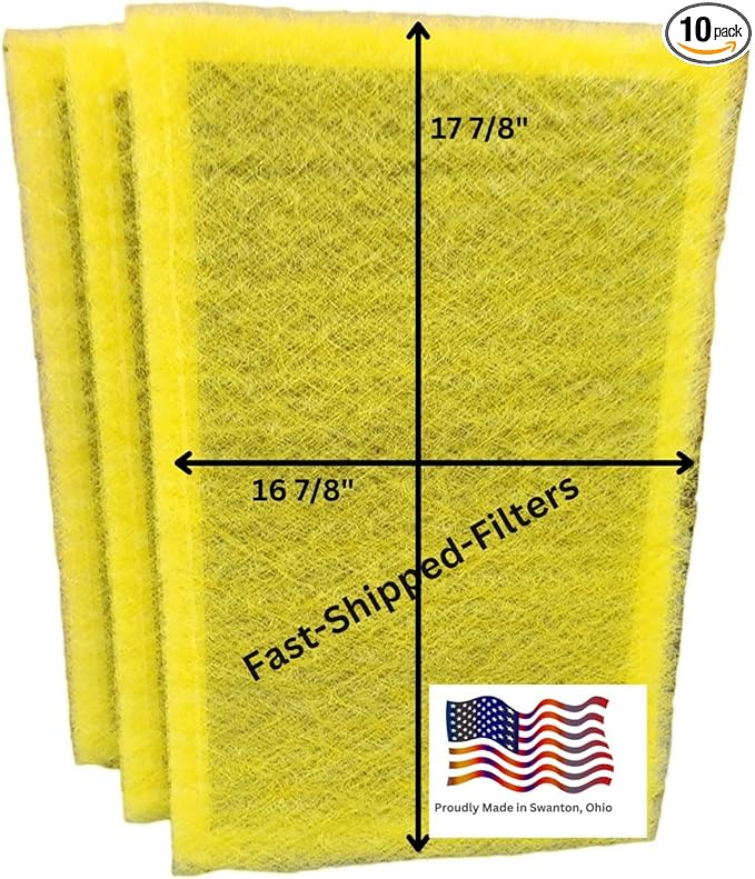 Fast-Shipped-Filters 10 Pack 19 3/8x19 3/8 Replacement Filter Pads Compatible with MicroPower Guard One Hour Air Cleaner Refill Yellow (10, Yellow, 19 3/8x19 3/8)
