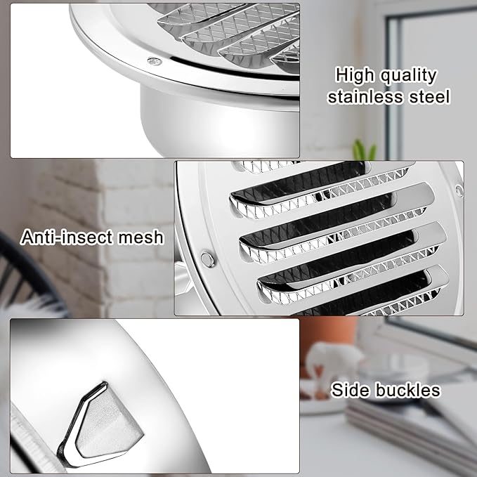 Zonon 36 Pcs Stainless Steel Soffit Vents 4 Inch Round Dryer Vent Cover with Mesh Screen for Home Outdoor Bathroom Wall Ceiling Outside Exterior Exhaust (Silver)