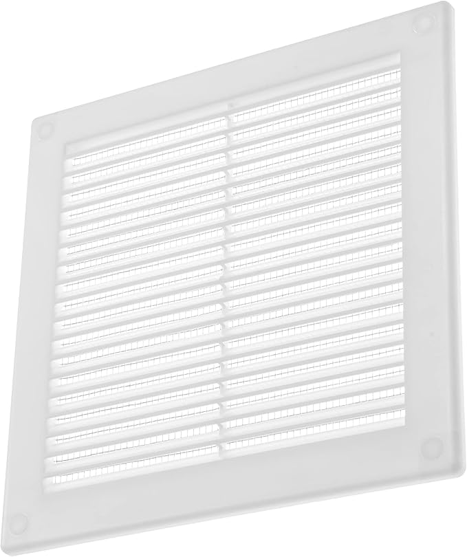Vent Systems 6" x 6" Inch (Opening Dimensions) - Pack of 5 - Plastic White Soffit Vent Cover - Flat Square Air Vent Grille - Air Vent Deflector - HVAC 8" x 8" Inch (Overall Dimensions)