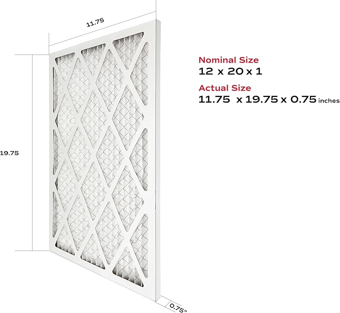 True Blue 12x20x1 MERV 11 Allergen Air Filter (4-Pack) | Electrostatic Pleated HVAC Furnace Air Filter | Replacement Filter for Home Use | Made in USA