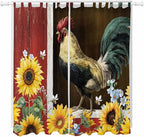 Chicken Sunflowers Living Room Curtains 84 Inch Length, Window Curtains Tab Top, Farmhouse Animals Red Barn Bees Light Filtering Window Treatments Drapes 52"x84" 2 Panel
