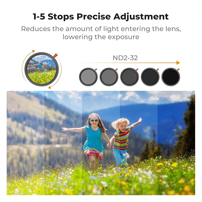 K&F CONCEPT 40.5mm Black Diffusion Mist Effect 1/4 & Variable ND2-32(1-5 Stops) & Circular Polarizing Filter CPL-in 1 Lens Filter with 18 Multi-Coatings for Camera Lenses (K-Series)