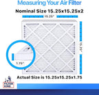 Filter King 15.25x15.25x2 Air Filter | 6-PACK | MERV 8 HVAC Pleated A/C Furnace Filters | MADE IN USA | Actual Size: 15.25 x 15.25 x 1.75"