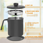 Chihee Grease Container Stainless Steel Bacon Grease Saver with Fine Mesh Strainer 2L / 67.6 fl oz Oil Container Grease Can with Dust-proof Lid Non-slip Tray for Kitchen Storing Frying Cooking Grease