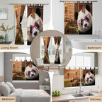Farm Panda Living Room Curtains 84 Inch Length, Window Curtains Tab Top, Farmhouse Barn Funny Animals Butterfly Light Filtering Window Treatments Drapes 52"x84" 2 Panel