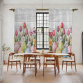 Easter Window Curtains 72 Inch Long 2 Panel Set, Rod Pocket Long Curtains & Drapes, Retro Spring Bunny Eggs Tulip Farm Wooden Grain Light Filtering Window Treatment for Bedroom Living Room 52"W x 72"L