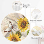Yellow Sunflowers Kitchen Curtains 36 Inch Length, Small Window Curtains Tab Top, Country Farm Butterfly Flower Light Beige Light Filtering Short Window Treatments Tier Drapes 27.5"x36" 2 Panel