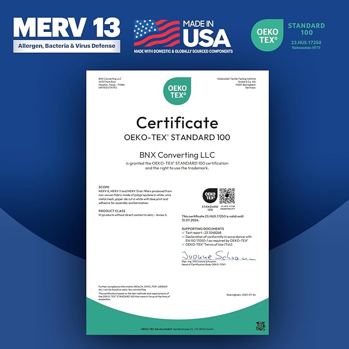 BNX TruFilter 16x25x1 MERV 13 (12-Pack) AC Furnace Air Filter - MADE IN USA - Electrostatic Pleated Air Conditioner HVAC AC Furnace Filters - Removes Pollen, Mold, Bacteria, Smoke