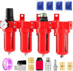 Industrial Grade 4-Stage Aluminum Air Drying System, 3/8 Inch NPT, 0-150 PSI, Desiccant Dryer, air Regulator, Particulate Filter and Coalescing Filter (Manual Drainage)