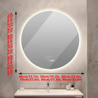 Bathroom Mirror with LED Lights and Touch Sensor, Wall Mounted Mirror with Demister Pad, 3 Colours of Light, Double Touch Button, for Entryway, Bathroom, Vanity(50cm/19.7in)