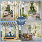 Summer Outdoor Curtains for Patio Lemon Gnome Leaf Linen Texture Waterproof Outside Curtains with Grommet Top Weatherproof Curtain for Cabana Pergola Gazebo, 2 Pack, 54" W x 84" L