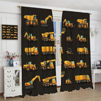 Kids Construction Window Curtains, Construction Machinery Equipment Mode of Transport Bulldozer Tractor Windows Curtain for Children Teens Room Decor 55x63in (30% Blackout)