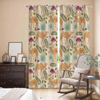 2 Panel Kitchen Cafe Curtains, Desert Camels Sunlight Filtering Nature Air Through, Home Decor Window Covering Tier Curtains for Living Room 80W x 84L inch Vintage Sand Animals Aloe Vera Leaves Beige