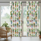Summer Cactus Outdoor Curtains for Patio Cactus Tropical Plant Wooden Waterproof Outside Curtains with Grommet Top Weatherproof Curtain for Cabana Pergola Gazebo, 2 Pack, 54" W x 95" L