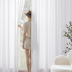 Non-See-Through Privacy White Sheer Curtains 96 inches Long 2 Panels, 52" Wide Rod Pocket Window Curtains & Drapes for Living Room Home Office Patio Sliding Door Bedroom Dining Room