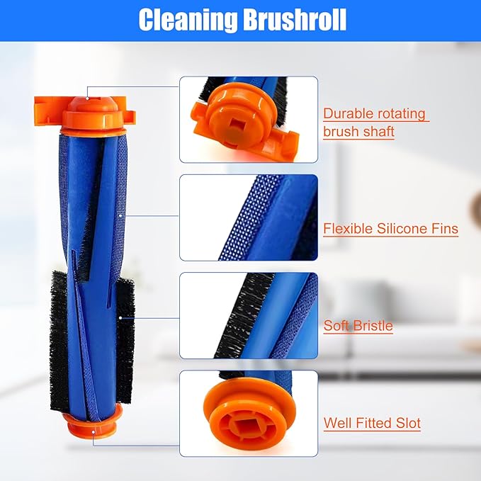 RV2310AE Replacement Parts for Shark AV2310AE/RV2320S/RV2300S/UR2360S Matrix Robot Vacuum 2 Roller Brushes, 6 Side Brushes, 2 HEPA Filters, 2 Foam & 2 Sponge Filters, 1 Main Brush Cover-15 Pack