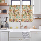 2 Panel Kitchen Cafe Curtains, Desert Camels Sunlight Filtering Nature Air Through, Home Decor Window Covering Tier Curtains for Bedroom Living Room Vintage Sand Animals Aloe Vera Leaves Beige