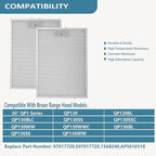 BPPFA30 Range Hood Filter 11.81" x 16.25" Replacement For Broan range hood 30 inch QP1 QP130 Series Kitchen Exhaust Fan Stove Hood Vent Filter Replaces 97017720 S97017720 1568240 AP5610518 2 Pack