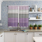 Country Wood Board Gray Purple Window Valance Curtains, Farmhouse Gradient Plank Light Filtering Kitchen Valance with 3-inch Rod Pocket for Living Room Bathroom Bedroom,2 Panel,42x63In