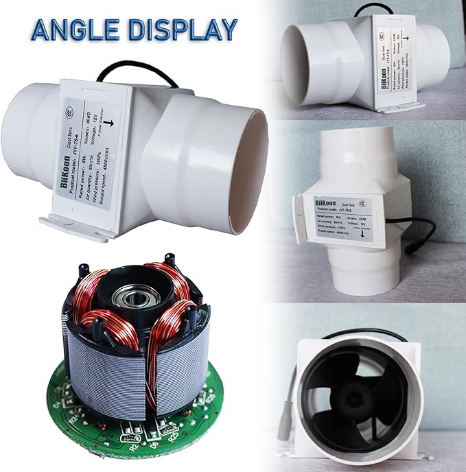 3 Inch Duct Fan Variable Inline Exhaust Blower 12V Extractor Fan 47Cfm Powerful Universal Silent Fan Filter Booster for Hydroponics Home Use (Color : NO Adjustable Speed, Size : 6w)